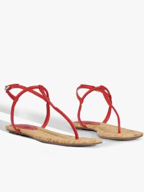 SCHUTZ Elsha flat leather sandals in scarlet NEW Sz 9